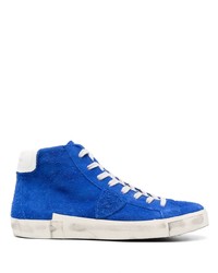 blaue hohe Sneakers aus Wildleder von Philippe Model Paris