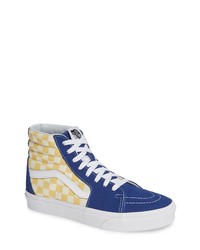 blaue hohe Sneakers mit Karomuster