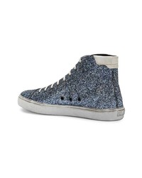 blaue hohe Sneakers von Saint Laurent
