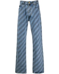 blaue horizontal gestreifte Jeans