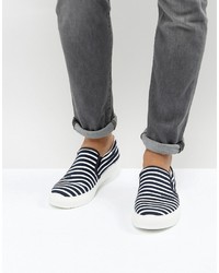 blaue horizontal gestreifte Slip-On Sneakers von Armani Jeans
