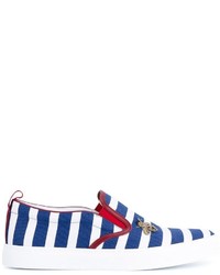 blaue horizontal gestreifte Slip-On Sneakers von Gucci