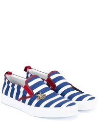 blaue horizontal gestreifte Slip-On Sneakers von Gucci