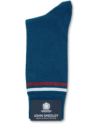 blaue horizontal gestreifte Socken von John Smedley