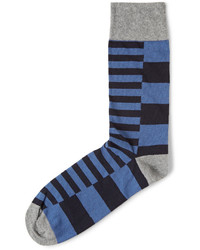 blaue horizontal gestreifte Socken von Corgi