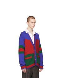 blaue horizontal gestreifte Strickjacke von Gucci