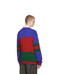 blaue horizontal gestreifte Strickjacke von Gucci