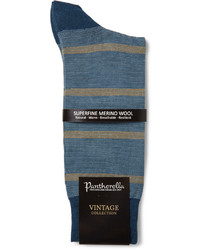 blaue horizontal gestreifte Wollsocken von Pantherella