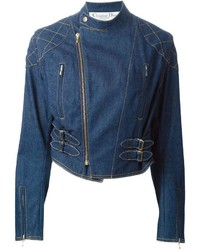 blaue Jeans Bikerjacke von Christian Dior