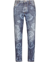 blaue Jeans mit Blumenmuster von Dolce & Gabbana