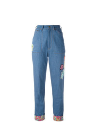 blaue Jeans mit Blumenmuster von Olympia Le-Tan