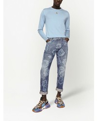 blaue Jeans mit Blumenmuster von Dolce & Gabbana