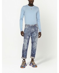 blaue Jeans mit Blumenmuster von Dolce & Gabbana