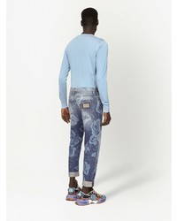 blaue Jeans mit Blumenmuster von Dolce & Gabbana