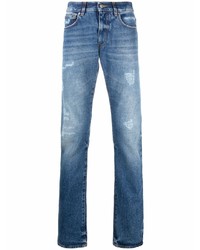 blaue Jeans mit Destroyed-Effekten von 424