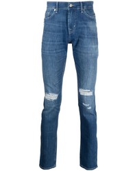 blaue Jeans mit Destroyed-Effekten von 7 For All Mankind