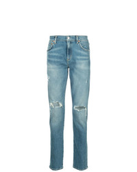 blaue Jeans mit Destroyed-Effekten von Agolde
