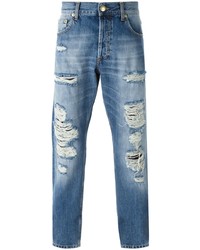 blaue Jeans mit Destroyed-Effekten von Alexander McQueen