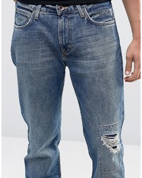 blaue Jeans mit Destroyed-Effekten von Lee