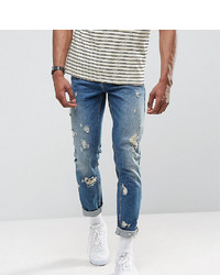 blaue Jeans mit Destroyed-Effekten von ASOS DESIGN