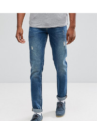 blaue Jeans mit Destroyed-Effekten von ASOS DESIGN