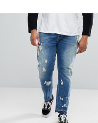 blaue Jeans mit Destroyed-Effekten von ASOS DESIGN