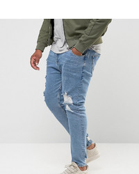 blaue Jeans mit Destroyed-Effekten von ASOS DESIGN