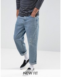 blaue Jeans mit Destroyed-Effekten von ASOS DESIGN