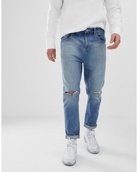 blaue Jeans mit Destroyed-Effekten von ASOS DESIGN