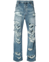 blaue Jeans mit Destroyed-Effekten von Balmain