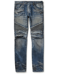 blaue Jeans mit Destroyed-Effekten von Balmain