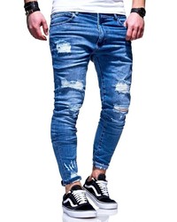 blaue Jeans mit Destroyed-Effekten von behype