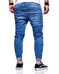 blaue Jeans mit Destroyed-Effekten von behype