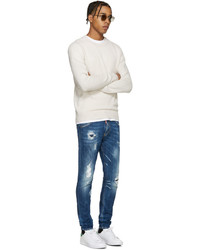 blaue Jeans mit Destroyed-Effekten von DSQUARED2