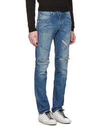 blaue Jeans mit Destroyed-Effekten von Pierre Balmain