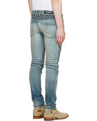 blaue Jeans mit Destroyed-Effekten von Balmain