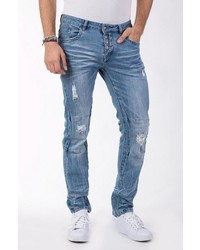 blaue Jeans mit Destroyed-Effekten von BLUE MONKEY