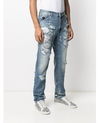 blaue Jeans mit Destroyed-Effekten von John Richmond