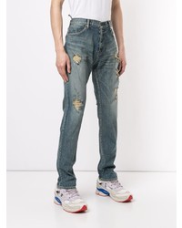 blaue Jeans mit Destroyed-Effekten von Makavelic