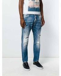 blaue Jeans mit Destroyed-Effekten von DSQUARED2