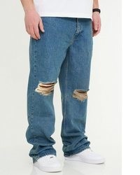 blaue Jeans mit Destroyed-Effekten von DAILY COTTON