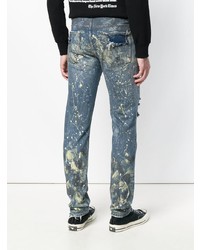 blaue Jeans mit Destroyed-Effekten von Marcelo Burlon County of Milan