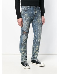 blaue Jeans mit Destroyed-Effekten von Marcelo Burlon County of Milan