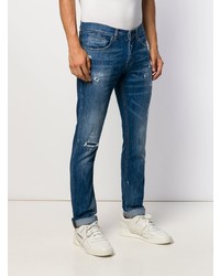 blaue Jeans mit Destroyed-Effekten von Dondup