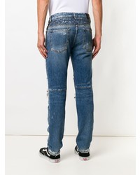 blaue Jeans mit Destroyed-Effekten von Marcelo Burlon County of Milan