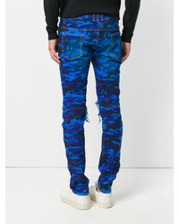 blaue Jeans mit Destroyed-Effekten von Balmain