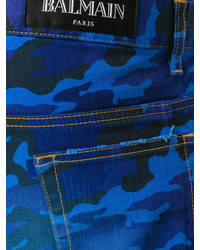 blaue Jeans mit Destroyed-Effekten von Balmain