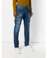 blaue Jeans mit Destroyed-Effekten von Dondup