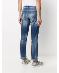 blaue Jeans mit Destroyed-Effekten von Dondup