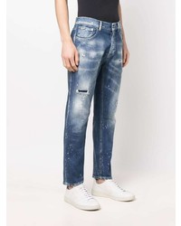 blaue Jeans mit Destroyed-Effekten von Dondup